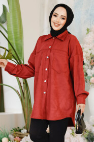 Modest Claret Red Suede Shirt 10305BR - 2