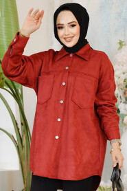 Modest Claret Red Suede Shirt 10305BR 