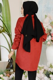 Modest Claret Red Suede Shirt 10305BR - 3