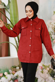Modest Claret Red Suede Shirt 20305BR 