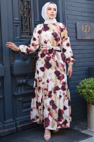 Modest Claret Red Summer Dress 12602BR - 2