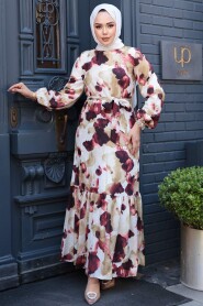 Modest Claret Red Summer Dress 12602BR - 1