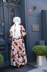 Modest Claret Red Summer Dress 12602BR - 3