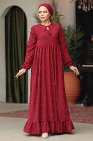 Modest Claret Red Summer Dress 23201BR - 2