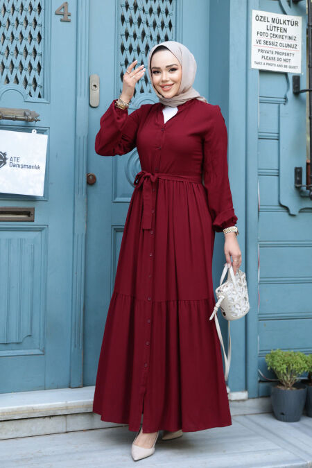 Modest Claret Red Summer Dress 239202BR - NEVA STYLE