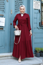 Modest Claret Red Summer Dress 239202BR - 2