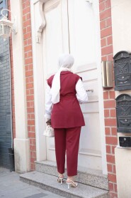 Modest Claret Red Three Suit 6169BR - 4