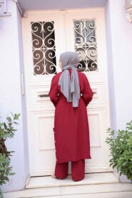Modest Claret Red Three Suit 7677BR - 4
