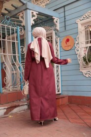 Modest Claret Red Trench Coat 684BR - 3