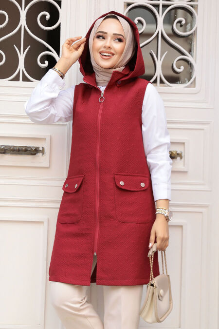 Modest Claret Red Vest 80264BR - NEVA STYLE