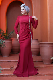 Modest Claret Red Wedding Dress 49651BR - 1