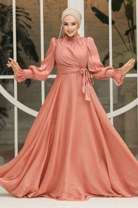 Modest Copper Evening Dress 48051BKR - NEVA STYLE