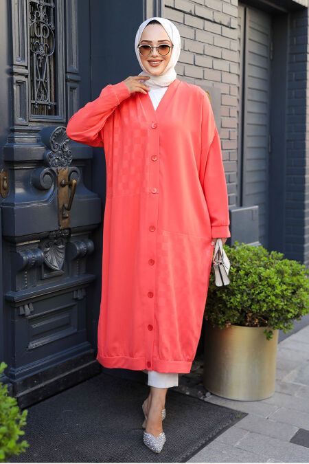 Modest Coral Coat 15161MR - NEVA STYLE