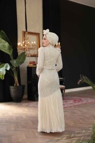 Modest Cream Bridesmaid Dress 51621KR - 8