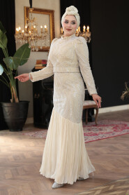 Modest Cream Bridesmaid Dress 51621KR - 2