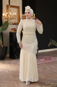 Modest Cream Bridesmaid Dress 51621KR - 3