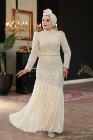Modest Cream Bridesmaid Dress 51621KR - 1