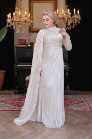 Modest Cream Engagement Dress 5296KR - 1