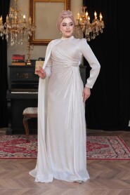 Modest Cream Engagement Dress 5296KR - 2