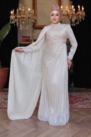 Modest Cream Engagement Dress 5296KR - 3