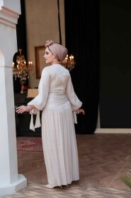 Modest Cream Evening Dress 53631KR - 3