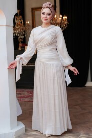 Modest Cream Evening Dress 53631KR - 2