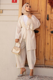 Modest Cream Kimono Dual Suit 12531KR - 2