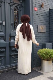 Modest Cream Knitwear Dress 60481KR - 4