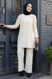 Modest Cream Knitwear Dual Suit 10202KR - 2