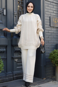 Modest Cream Knitwear Dual Suit 10217KR - 3