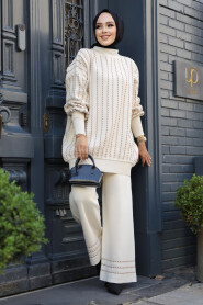 Modest Cream Knitwear Dual Suit 10217KR - 1