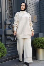 Modest Cream Knitwear Dual Suit 10217KR - 4