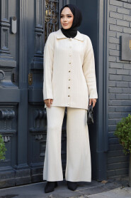 Modest Cream Knitwear Dual Suit 10239KR - 2