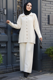 Modest Cream Knitwear Dual Suit 10239KR - 3