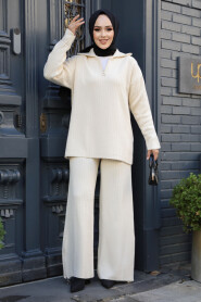 Modest Cream Knitwear Dual Suit 10254KR - 2