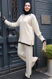 Modest Cream Knitwear Dual Suit 17204KR - 2
