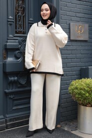 Modest Cream Knitwear Dual Suit 17204KR - 3