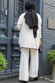 Modest Cream Knitwear Dual Suit 23304KR - 4