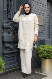 Modest Cream Knitwear Dual Suit 24051KR - 2