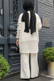 Modest Cream Knitwear Dual Suit 24051KR - 4