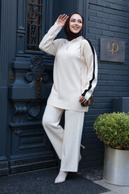 Modest Cream Knitwear Dual Suit 50163KR - 2