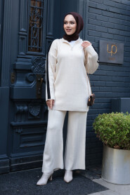 Modest Cream Knitwear Dual Suit 50163KR - 3