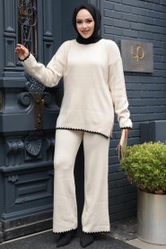 Modest Cream Knitwear Dual Suit 50174KR - 1