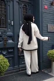 Modest Cream Knitwear Dual Suit 50174KR - 4
