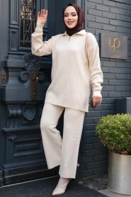 Modest Cream Knitwear Dual Suit 60381KR - 2