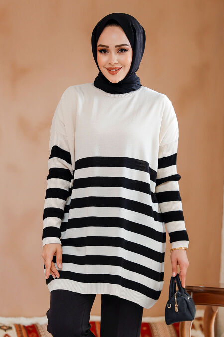 Modest Cream Knitwear Jumper Tunic 5325KR - NEVA STYLE