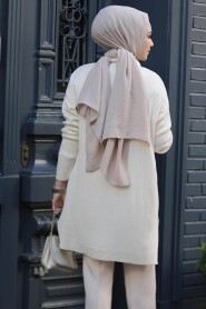 Modest Cream Knitwear Tunic 65903KR - 3