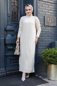 Modest Cream Long Knitwear Dress 31230KR - 2