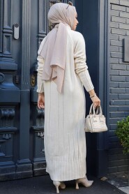 Modest Cream Long Knitwear Dress 31230KR - 3