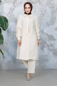 Modest Cream Plus Size Dual Suit 51991KR 